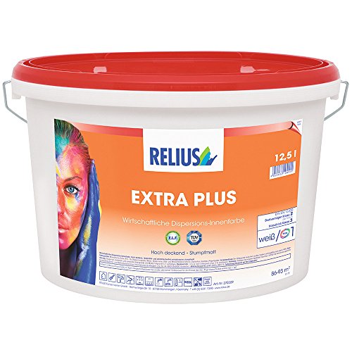 RELIUS ExtraPlus naturweiß 12,5L PROFI Innenfarbe Wandfarbe Deckenfarbe Farbe von Relius