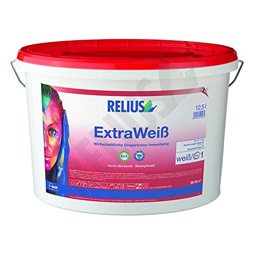 Relius ExtraWeis Leistungsstarke Dispersions-Innenfarbe Stumpfmatt 10 Liter von Relius