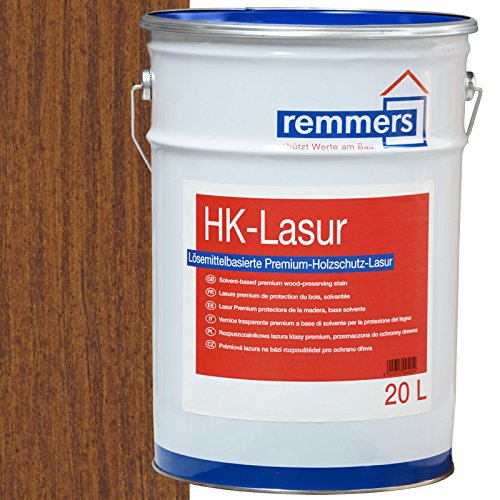 Remmers HK-Lasur nussbaum, 20 Liter, Holzlasur aussen, 3facher Holzschutz mit Imprägnierung + Grundierung + Lasur, Feuchtigkeit- und UV-Schutz von Remmers
