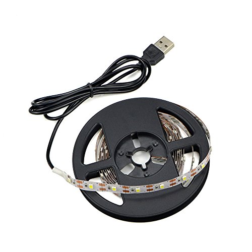 Renohef USB LED Streifen,DC 5V SMD 3528 KaltesWeiß 5m/16.4ft 300 Leds LED Streifen mit USB Kabel,TV Desktop Laptop Hintergrundbeleuchtung,Küche Beleuchtung,Seil Beleuchtung Nicht wasserdicht von Renohef