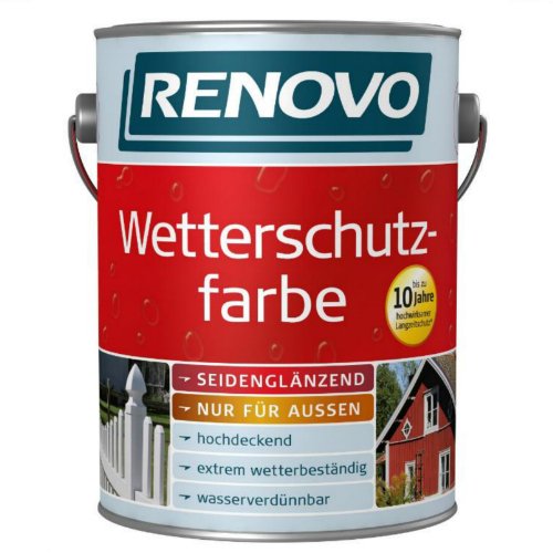 10 Liter Wetterschutzfarbe schwedenrot RAL3103 RENOVO bis 10 Jahre Langzeitschutz von Renovo