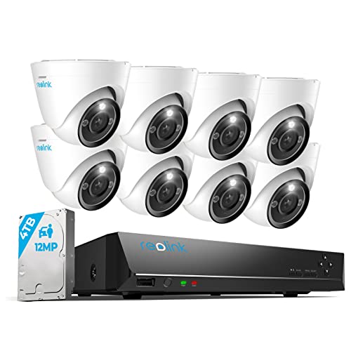 Reolink 12MP Überwachungskamera Aussen Set, 8 X PoE IP Kamera Überwachung Outdoor, 16CH 4TB HDD NVR, Spotlights, Personen-/Fahrzeugerkennung, 2-Wege-Audio, 24/7 Farb-/IR-Nachtsicht, RLK16-1200D8-A von Reolink