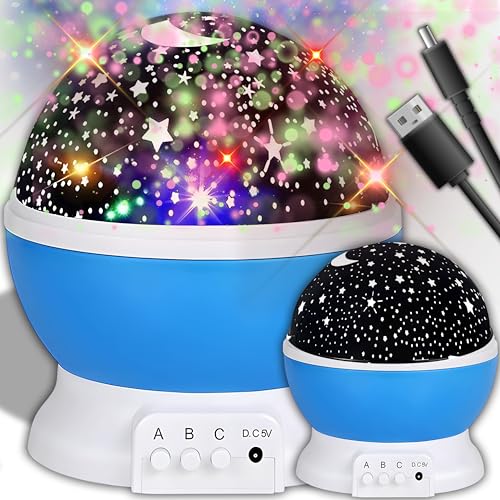 Retoo Sternenhimmel Galaxy Projektor Sternenprojektor Sternprojektor Nachtlicht Kinder Baby Nachttischlampe für Schlafzimmer Kinderzimmer Rotierend für Party Geburtztag 10 x 9 cm Blau von Retoo