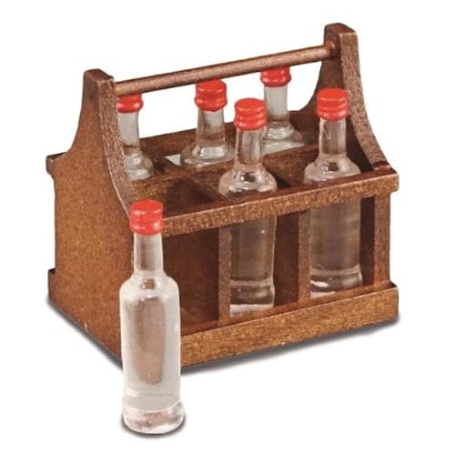 001.414/5 - Holzflaschenträger mit 6 Flaschen, Miniatur von Reutter Porzellan