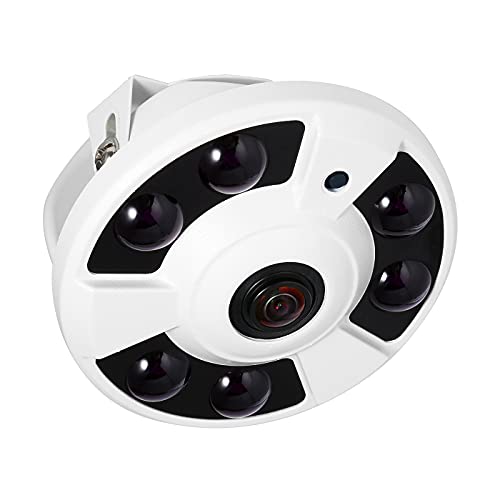 Revotech 3MP Dome Überwachungskamera, IP Kamera HD Indoor Fisheye Panorama 1.7mm Objektiv (170° FOV), 6 Array IR LED 10m Nachtsicht, Bewegungsalarme, Smartphone/PC/Browser Fernansicht (IF02 Weiß) von Revotech