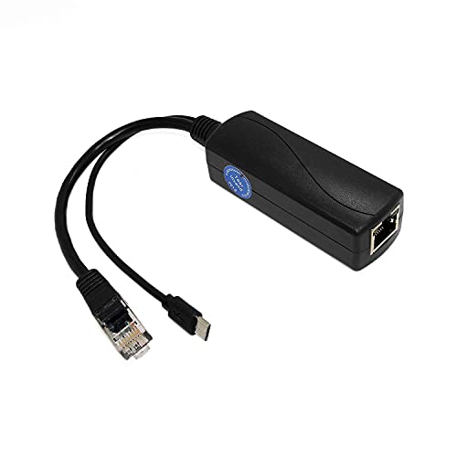 REVODATA Gigabit Micro USB PoE Splitter 5V/3A, 48V PoE zu Micro USB 5V/3A Ausgang, IEEE802.3af/at Aktiv 10/100/1000Mbps, PoE Adapter Splitter für Pi 3B/3B+/Micro USB Gerät (USB0503G) von Revotech