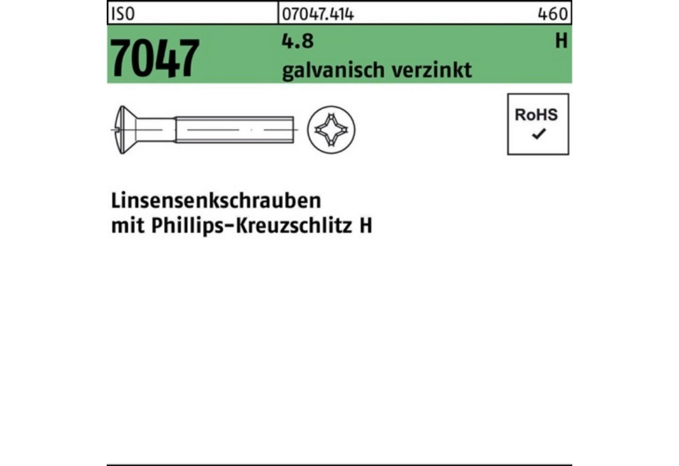 Reyher Linsenschraube 2000er Pack Linsensenkschraube ISO 7047 PH M2,5x8-H 4.8 galv.verz. 200 von Reyher