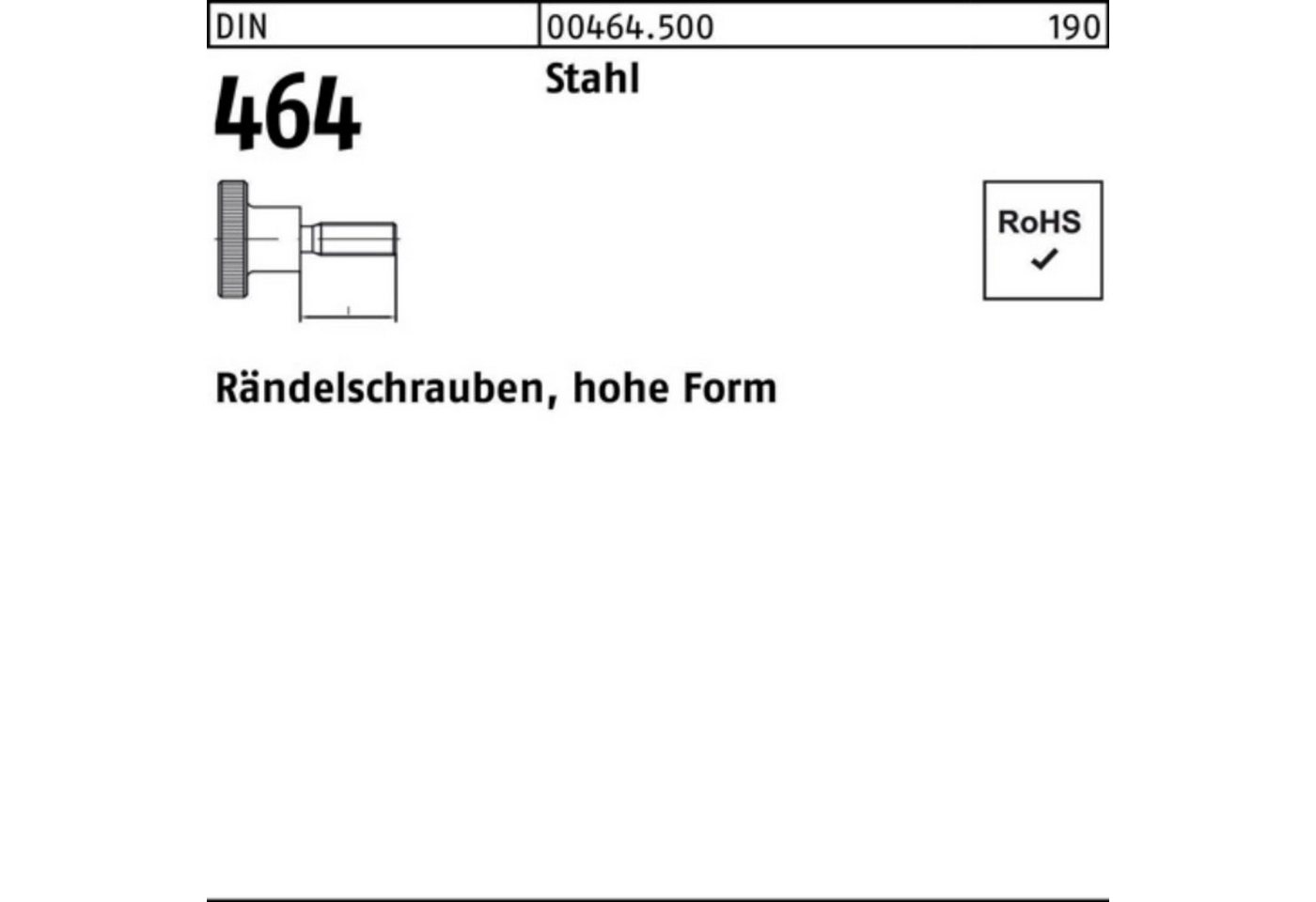 Reyher Schraube 100er Pack Rändelschraube DIN 464 hohe FormM8x 12 Stahl 25 Stück DIN von Reyher