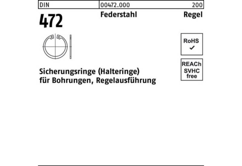 Reyher Sicherungsring 100er Pack Sicherungsring DIN 472 70x 2,5 Federstahl Regelausf. 100 St von Reyher