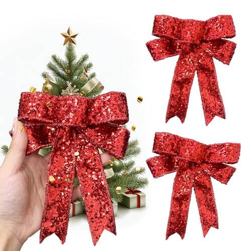 3 Stücke Weihnachtsschleifen Ornamente,Weihnachtsschleifen für Weihnachtsbaum Geschenke Dekorationen,Weihnachtsbaum Hängend Kranz Dekorationen von Rhsemi