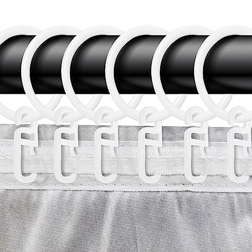 70pcs,Kunststoff Ringe mit Faltenleghaken,Kunststoff Gardinenringe für Universalband/Kräuselband Ø30mm in der Farbe: Weiß von Rhsemi