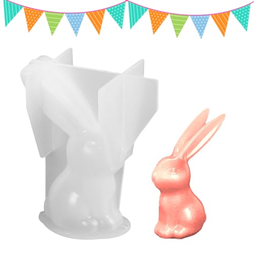 Rhsemi Ostern 3D Kaninchen Silikonform, Osterthema Silikon Kaninchen, Lange Ohren Osterhase Silikonform, Epoxidharz Formen für DIY Handwerk Seife Kerzen Ornamente Deko, Ostergeschenke von Rhsemi