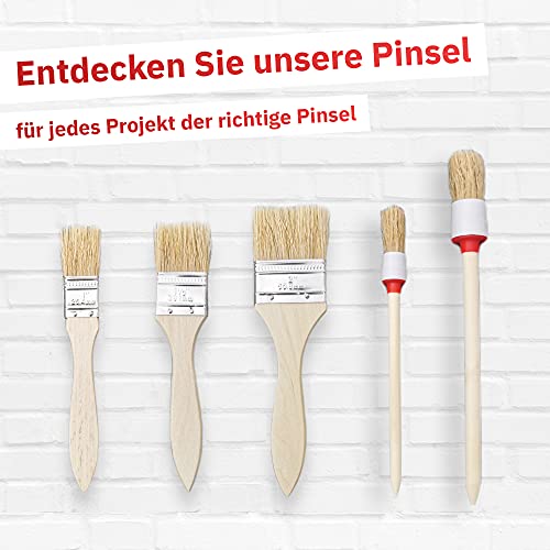 RIKAMA® Malerpinsel-Set in verschiedenen Größen mit Rund- und Flachpinsel für Holz, Lacke, Farben und Lasur (5er Set) von RiKaMa ONLINEVERSAND AUS EINER HAND