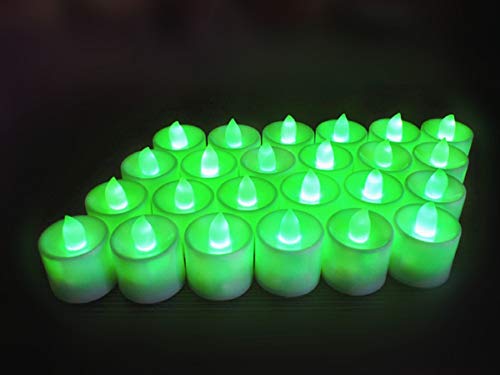 24 LED Kerzen Teelichter Zylindrisch Elektronische Kerzen Batteriebetriebene Flammenlose Rauchlose Romantische Kerzen-Nachtlichter für Weihnachten,Weihnachtsbaum Ostern Hochzeit Party(Grün Licht) von Riaxuebiy
