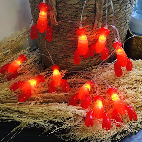 Rot Garnelen String Licht Hummer Fee Nachtlicht Hängen Gemüse Laternen Girlande Twinkle Küche Weihnachten Dekoratives Licht (3m/20led, Hummer) von Riaxuebiy