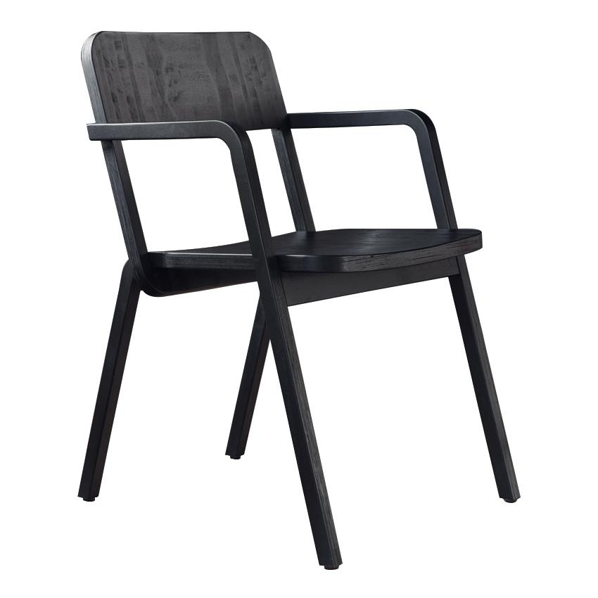 Richard Lampert - Prater Chair Armlehnstuhl - Multiplex schwarz/formgefräst/BxTxH 50x58x70cm von Richard Lampert