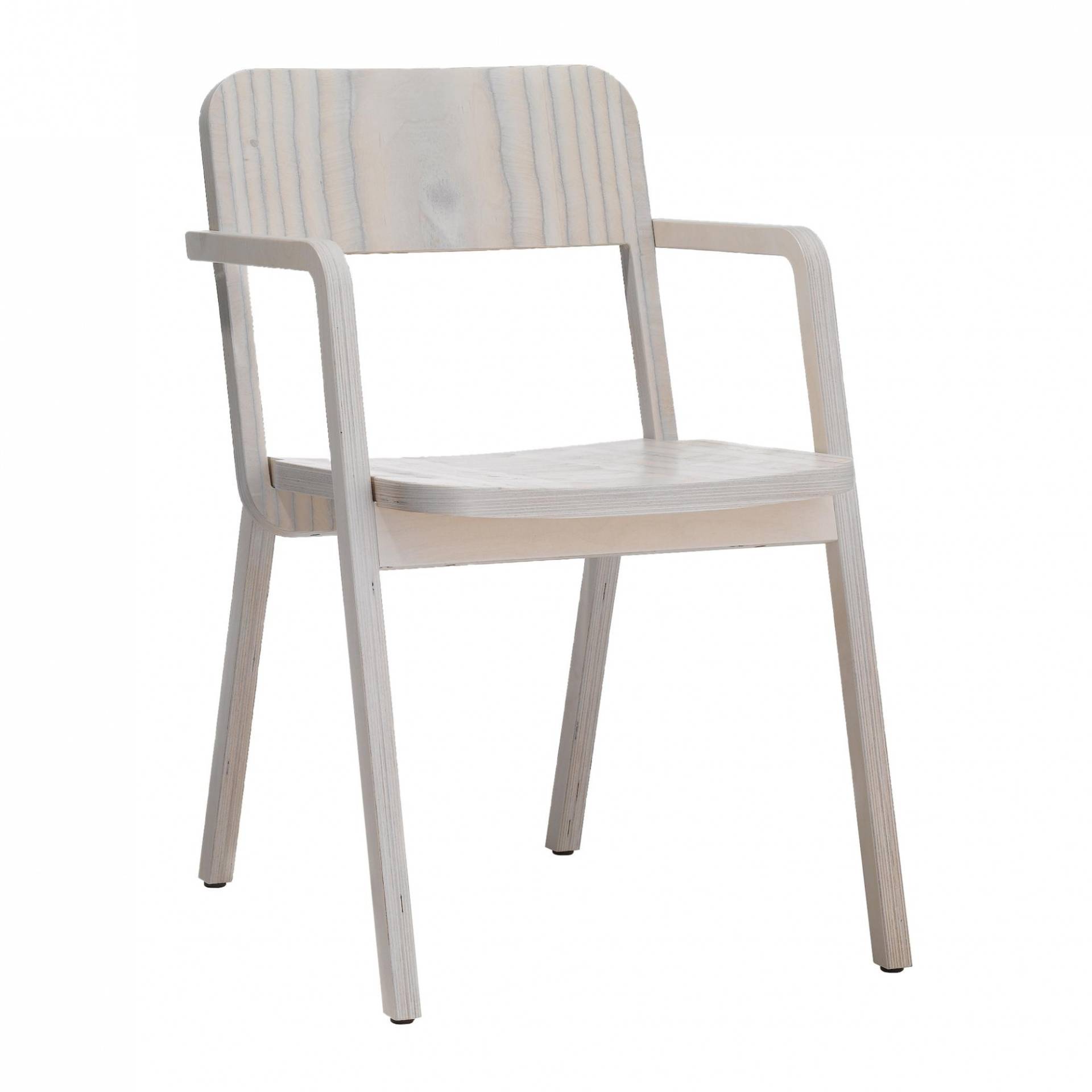 Richard Lampert - Prater Chair Armlehnstuhl - Multiplex weiß/formgefräst/BxTxH 50x58x70cm von Richard Lampert