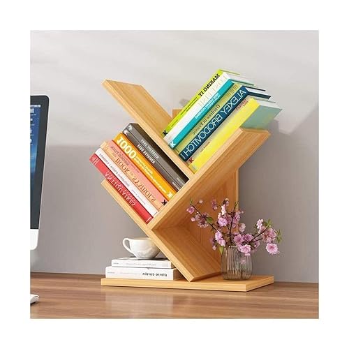 Rieort Bücherregale Tree Desktop-Bücherregal aus Holz, zusammengebauter, freistehender Schreibtisch-Organizer, Bücherregal für Heim- und Bürobedarf Platz sparen von Rieort