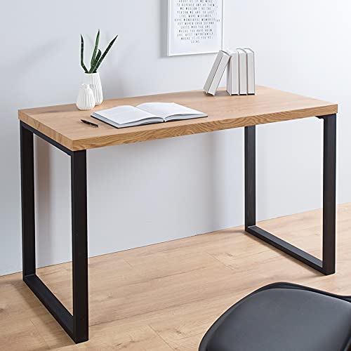 Riess Ambiente Design Schreibtisch Oak Desk 120cm Eiche Optik Vintage Metallgestell schwarz Schminktisch Tisch Bürotisch von Riess Ambiente