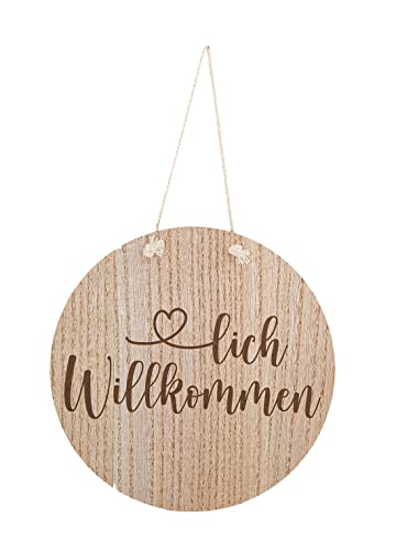 Riffelmacher 01190 - Dekoschild Herzlich Willkommen aus Holz, 20 x 1,3 x 20 cm, Türschild, Deko für Eingang, Dekoration, Geschenk von Riffelmacher & Weinberger