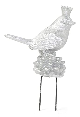 Riffelmacher 16084 - Deko-Vogel, Größe 6 x 3 x 10 cm, Silber, aus Polyresin, mit Stecker, Dekoration, Kranz, Gesteck, Weihnachten, Winter, Advent von Riffelmacher & Weinberger