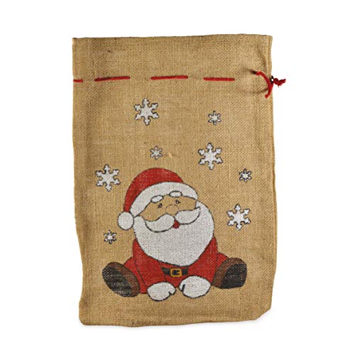 Riffelmacher 19530 - Nikolaus-Sack Süßer Santa, 1 Stück, Größe 25 x 35 cm, Beige mit farbigem Motiv, Jute-Beutel, verschließbar, Nikolaus, Geschenk, Verpackung, Weihnachten, Advent, St. Martin von Riffelmacher & Weinberger