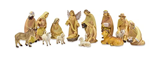 Riffelmacher 78079 - Moderne Krippen-Figuren, 15 Stück im Set, Größe je Figur 12 - 15 cm, Holz-Look, Weihnachtskrippe, Stall, Dekoration, Weihnachten, Advent von Riffelmacher & Weinberger