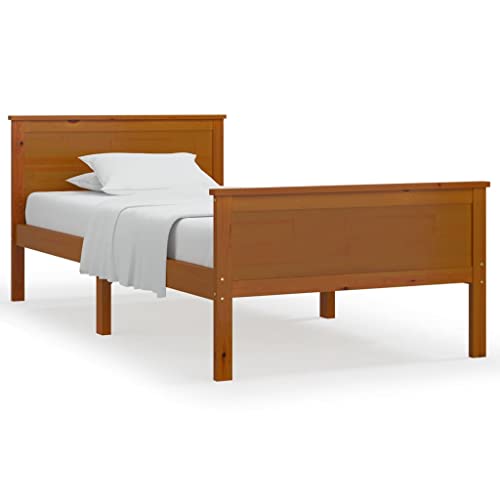 Massivholz-Bett 90x200cm - Einzelbett Gästebett, Lattenrost Bettrahmen, für Schlafzimmer Wohnzimmer Garten, b248 von Rillbus