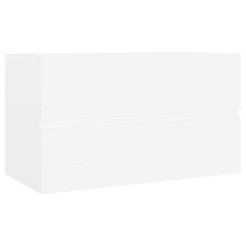Rillbus Waschbeckenunterschrank mit Schublade, WC Badezimmerschrank viel Stauraum, Contemporary, 80x38,5x45cm Weiß von Rillbus