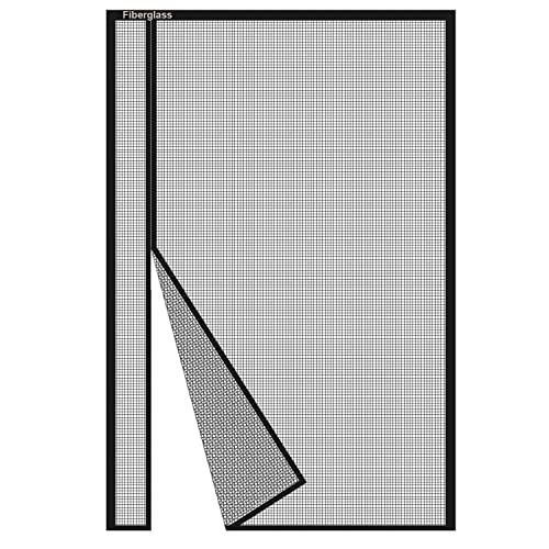 Risareyi Magnet Fliegengitter Tür 130x210cm, Seitliche Öffnung Fliegengitter Ohne Bohren Insektenschutz Balkontür Fliegenvorhang aus Fiberglas Netz Schwarz, mit Klebeband, für Terrassentür, Kellertür von Risareyi