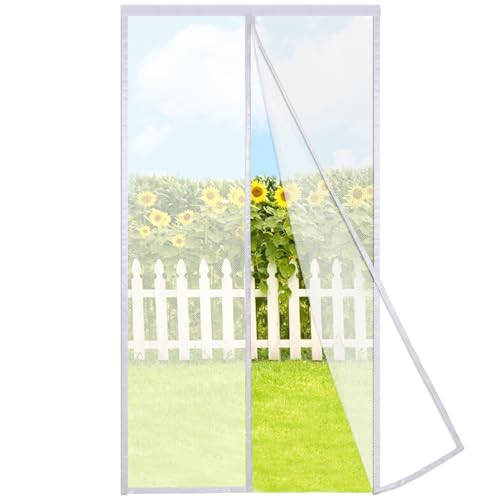 Risareyi Magnet Fliegengitter Tür 70x230cm, Weiß Fliegengitter Tür Fenster Insektenschutz Magnet Fliegengitter Balkontür Ohne Bohren mit Starke Magneten Selbstschließend für Terrassentür Schiebetür von Risareyi