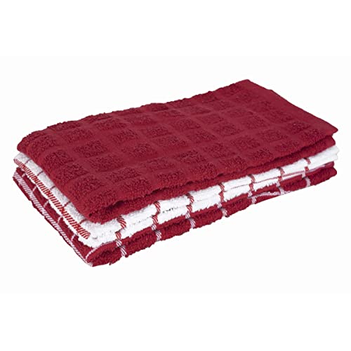 Ritz 100% Cotton Terry Kitchen Dish Towels, Highly Absorbent, 25” x 15, Paprika Red, 3-Pack 25" x 15" von Ritz