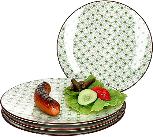 Ritzenhoff & Breker 4-teiliges Teller-Set Lime Rio I Speiseteller-Set für 4 Personen I Flache Essteller mit grünem Dekor I Hochwertiges Geschirrset I 4 Porzellanteller mit Ø 26,5 cm von Ritzenhoff & Breker