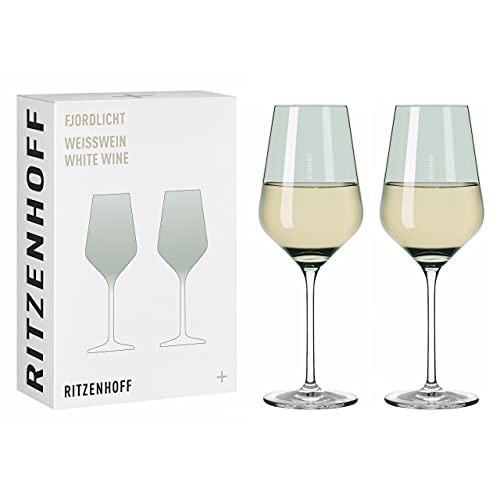 Ritzenhoff 3641004 Weißweinglas 300 ml – Serie Fjordlicht Nr. 4 – 2 Stück mit Farbverlauf Green – Made in Germany von RITZENHOFF
