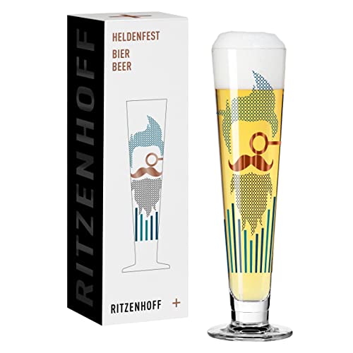 RITZENHOFF 1011010 Bier-Glas 330 ml - Serie Heldenfest, Motiv Nr. 10 - Barber – rund und mehrfarbig – Made in Germany von RITZENHOFF