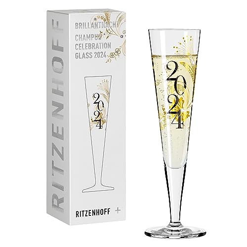RITZENHOFF 1079014 Champagnerglas 200 ml - Serie Brillantnacht - Celebration Glass 2024 mit Echt-Gold - Made in Germany von RITZENHOFF