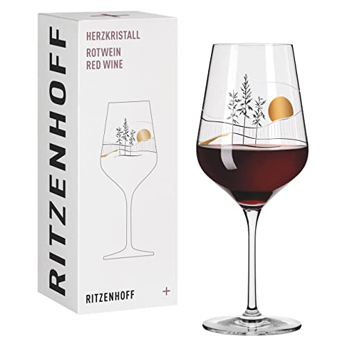 RITZENHOFF 3001008 Rotweinglas 500 ml - Serie Herzkristall Nr. 8 – Glas mit Japanmotiv in Roségold – Made in Germany von RITZENHOFF