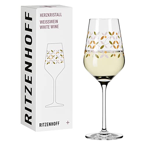 RITZENHOFF 3011009 Weißweinglas 300 ml - Serie Herzkristall Nr. 9 – Glas mit Blumenmotiv in Roségold – Made in Germany von RITZENHOFF