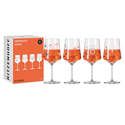 Ritzenhoff 6051003 Aperitif-Glas 4er-Set 500 ml – Aperizzo-Gläser, Motiv bunt – Serie Sommerrausch F23 – Made in Germany von RITZENHOFF
