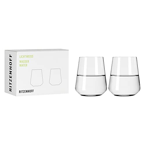 RITZENHOFF 6111007 Wasserglas 500 ml - Serie Lichtweiss – 2 Stück Trinkgläser im Geschenkset, stilvoll – Made in Germany von RITZENHOFF