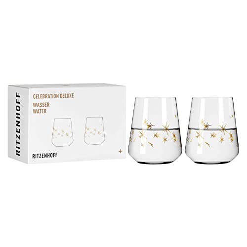 RITZENHOFF 6141013 Wasserglas 500 ml - Serie Celebration Deluxe Set Nr. 3 – 2 Stück mit Echt-Gold – Made in Germany von RITZENHOFF