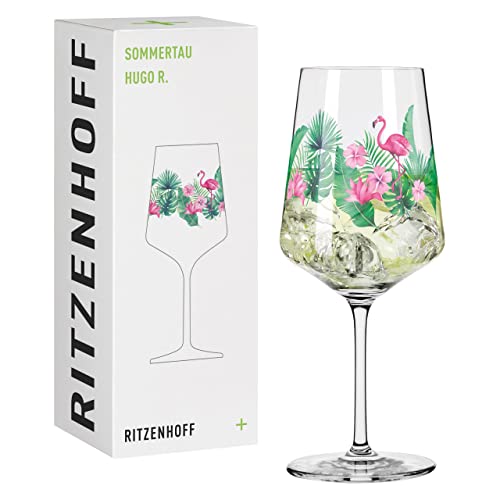 RITZENHOFF 2931014 Aperitifglas 500 ml – Serie Sommertau – Motiv Nr. 14 mit farbenfrohem Flamingo – Made in Germany von RITZENHOFF