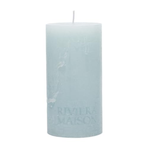 Rivièra Maison Stumpfe Kerze, Blau, 7 x 13 cm – Kerze hellblau – Pillar Candle – Paraffin, Stearin von Rivièra Maison