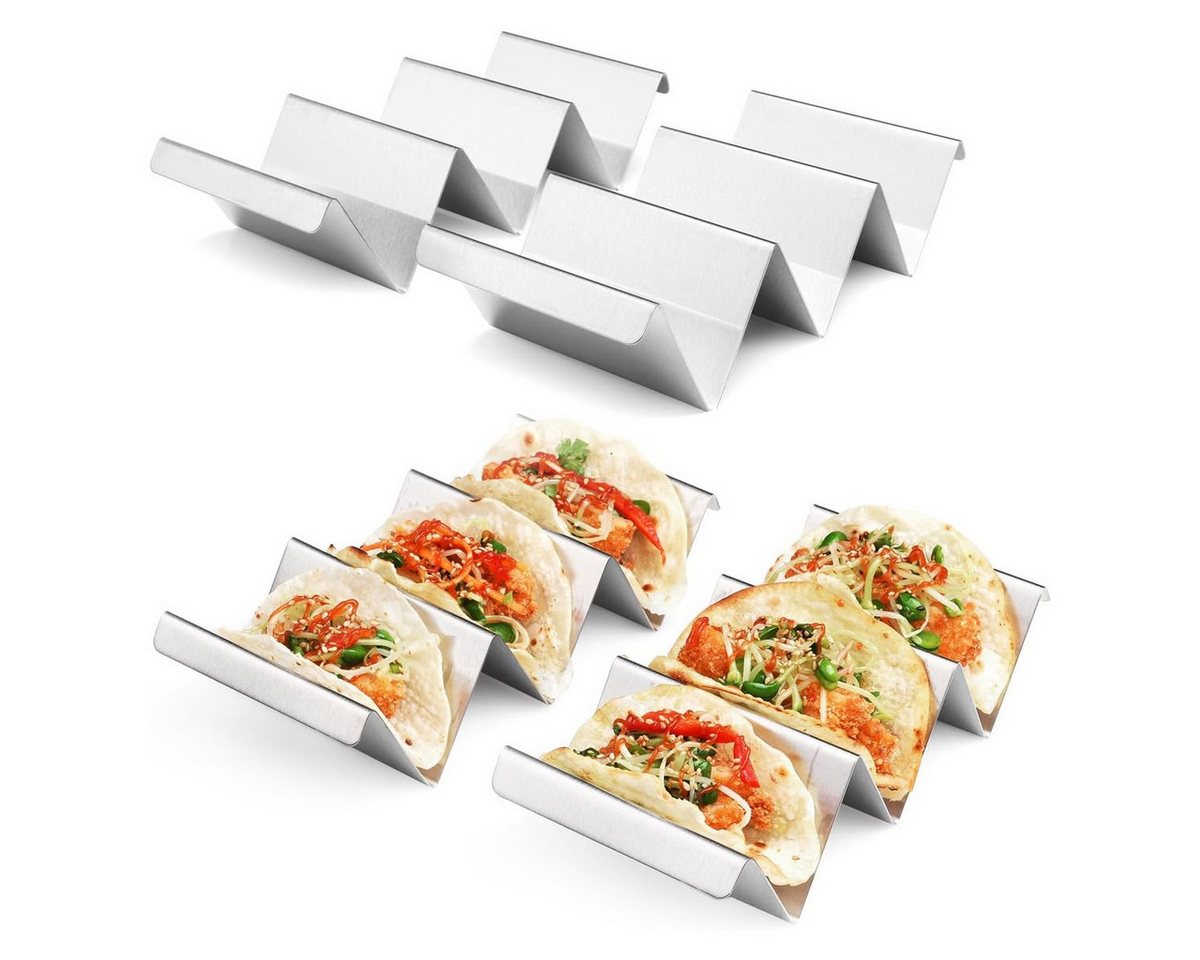 Rnemitery Tortillaform Edelstahl Taco-Halter 4er-Set mit Griffen-Geeignet für Grill&Backofen von Rnemitery