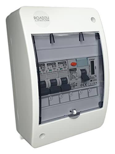 RoadEu - Leitungsschutzschalter - Komplett mit Zähler - Fi Schutzschalter 40A - 16A Sicherungsautomat und 10A "B" in einem Aufputz Verteilerkasten Sicherungskasten mit Stromzähler von RoadEu