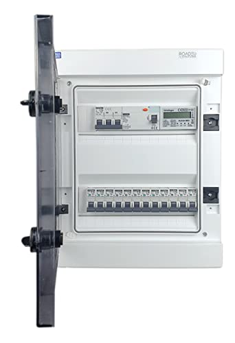 RoadEu - Leitungsschutzschalter - Komplett mit Zähler - Fi Schutzschalter 40A - 10A, 16A Sicherungsautomat C in Aufputz Verteilerkasten - Sicherungskasten IP65 Außen Wasserdicht mit Stromzähler von RoadEu