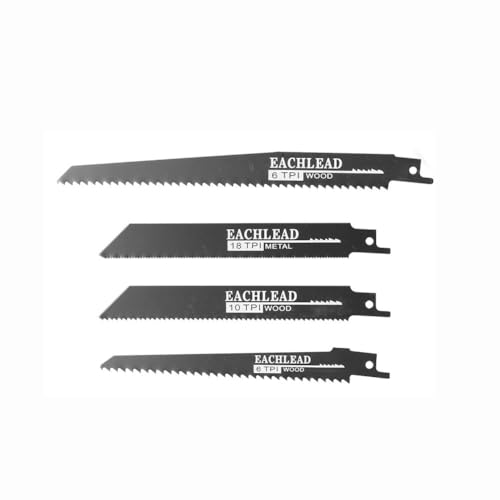 Akku Säbelsäge, Elektrische Reciprosäge mit 4 Sägeblättern, Tragbare Säbelsäge für Metall, Holz, PVC-Rohre, Baumschnitt (4 Saw Blades) von Roadtime
