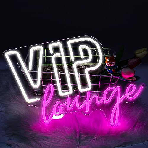 VIP Lounge Neon Schilder, 16,5x12,5 Zoll VIP Lounge LED Neon Licht für Raumdekoration, USB Betriebene Neon Wandleuchte für Büro, Hotel, Pub, Cafe, Spielzimmer, Heimdekoration (Rosa) von Roadtime
