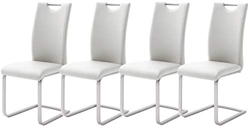 Robas Lund Esszimmerstühle 4er Set Weiß Schwingstuhl-Set, Stuhl bis 120 kg belastbar von Robas Lund