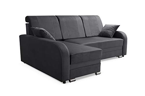 Robin BARI Ecksofa mit Schlaffunktion Bettkasten Sofa L-Form, Schlafsofa mit Bettkasten und Kissen, Freistehende Eckcouch Schlafcouch Wohnzimmermöbel Wohnlandschaft (Anthracite) von Robin Inspire